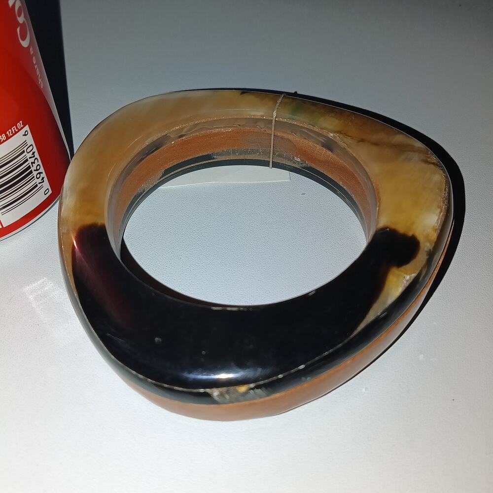 Iris Apfel & Bajalia Triangular Horn & Wood Bangl… - image 2